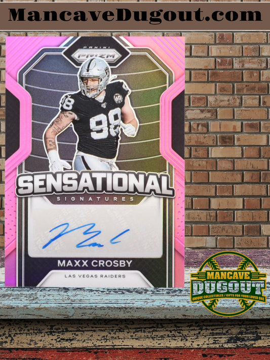 2020-Maxx Crosby Panini Prizm Sensational Signatures Prizm Pink #18