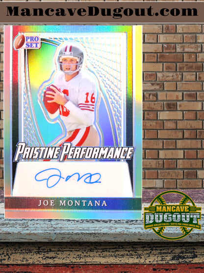 Joe Montana 2024 Leaf Metal Legacy Collection "Pristine Performance" #PP-JM6 Autograph Silver Prismatic SP Variation #/35