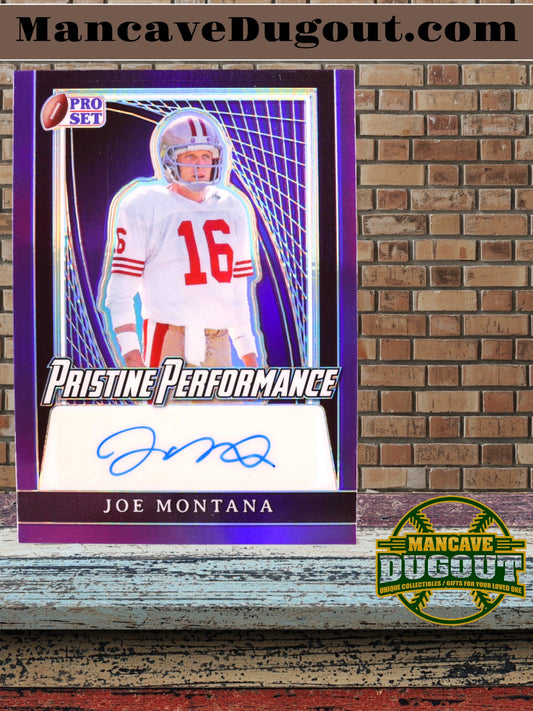 Joe Montana 2024 Leaf Metal Legacy Collection "Pristine Performance" #PP-JM5 Autograph Purple-6/10