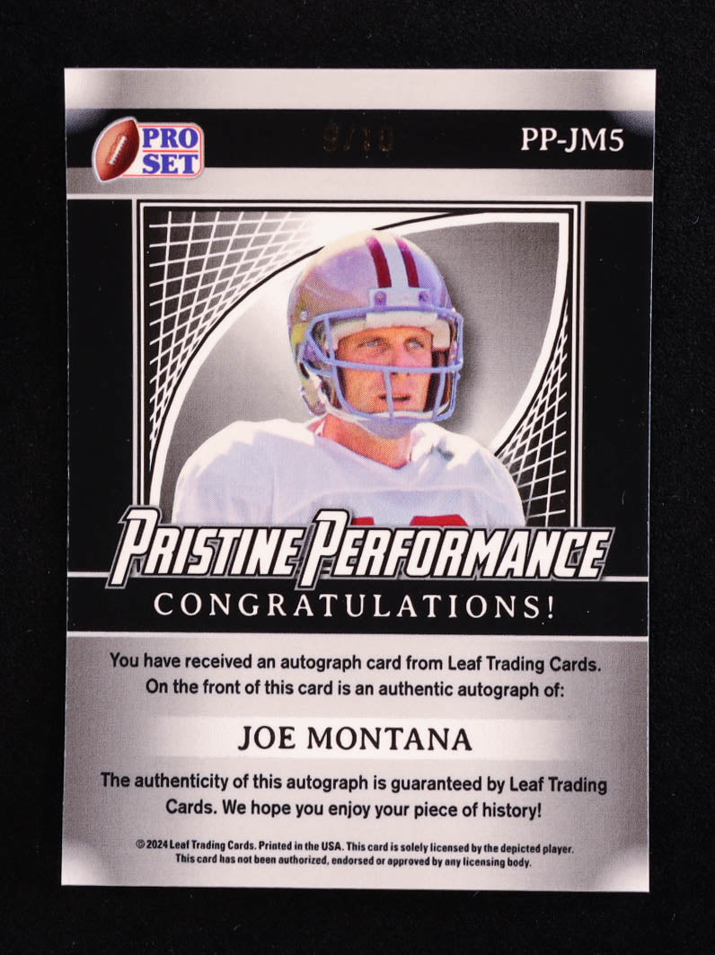 Joe Montana 2024 Leaf Metal Legacy Collection "Pristine Performance" #PP-JM5 Autograph Purple-6/10