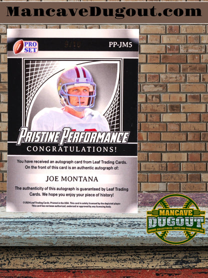 Joe Montana 2024 Leaf Metal Legacy Collection "Pristine Performance" #PP-JM5 Autograph Purple-6/10