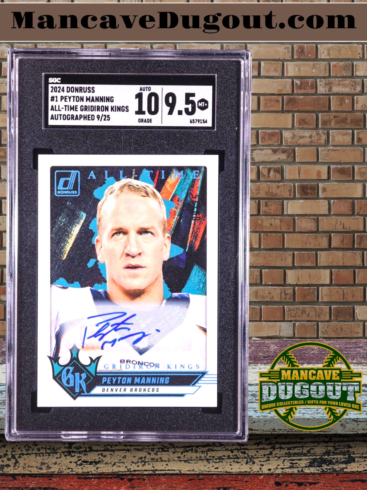 2024 Peyton Manning Donruss All Time Gridiron Kings Autographs #1 #09/25 (SGC 9.5 | Autograph Grade 10)