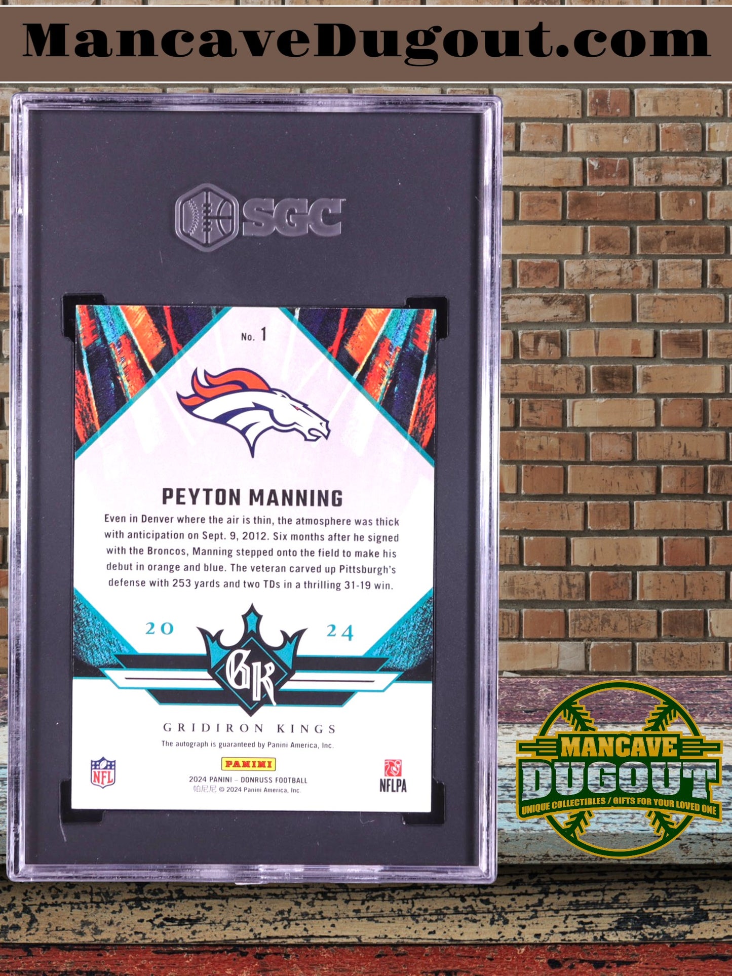 2024 Peyton Manning Donruss All Time Gridiron Kings Autographs #1 #09/25 (SGC 9.5 | Autograph Grade 10)