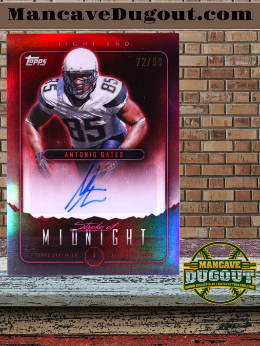 Antonio Gates 2024 Topps Midnight Stroke of Midnight Autographs Twilight #SMA-AG #72/99