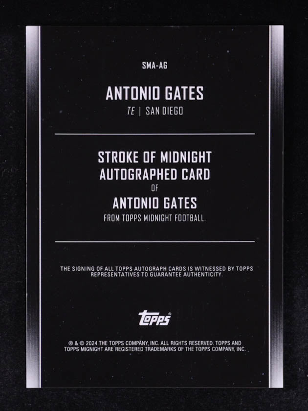 Antonio Gates 2024 Topps Midnight Stroke of Midnight Autographs Twilight #SMA-AG #72/99