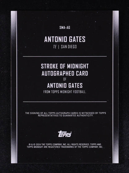 Antonio Gates 2024 Topps Midnight Stroke of Midnight Autographs Twilight #SMA-AG #72/99
