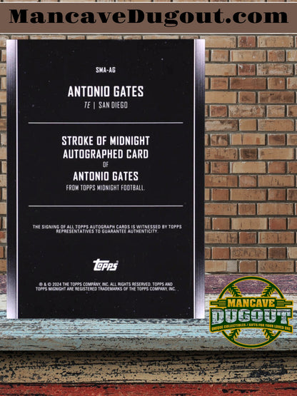 Antonio Gates 2024 Topps Midnight Stroke of Midnight Autographs Twilight #SMA-AG #72/99