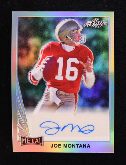 Joe Montana 2024 Leaf Metal Legacy Collection #90L-JM1 Autograph Silver Prismatic SP Variation #/35