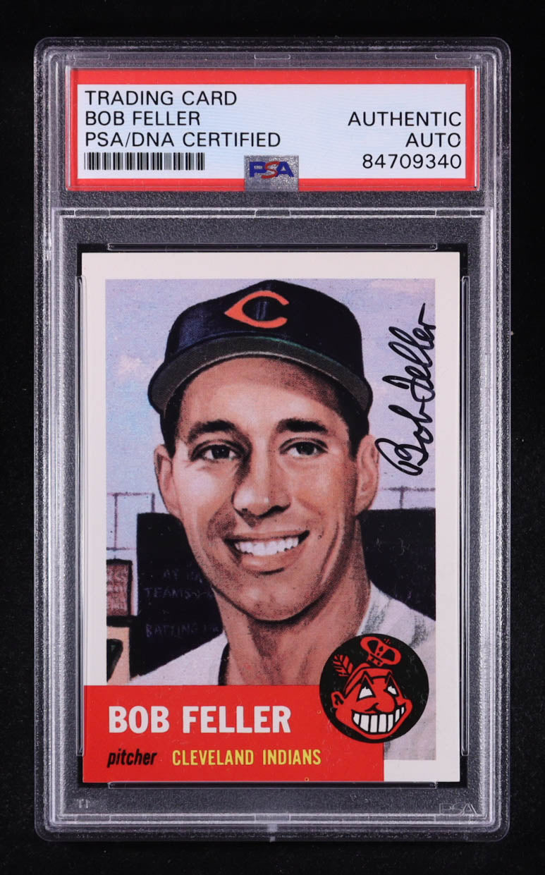 Bob Feller Signed 1991 Topps Archives '53 #54 (PSA)