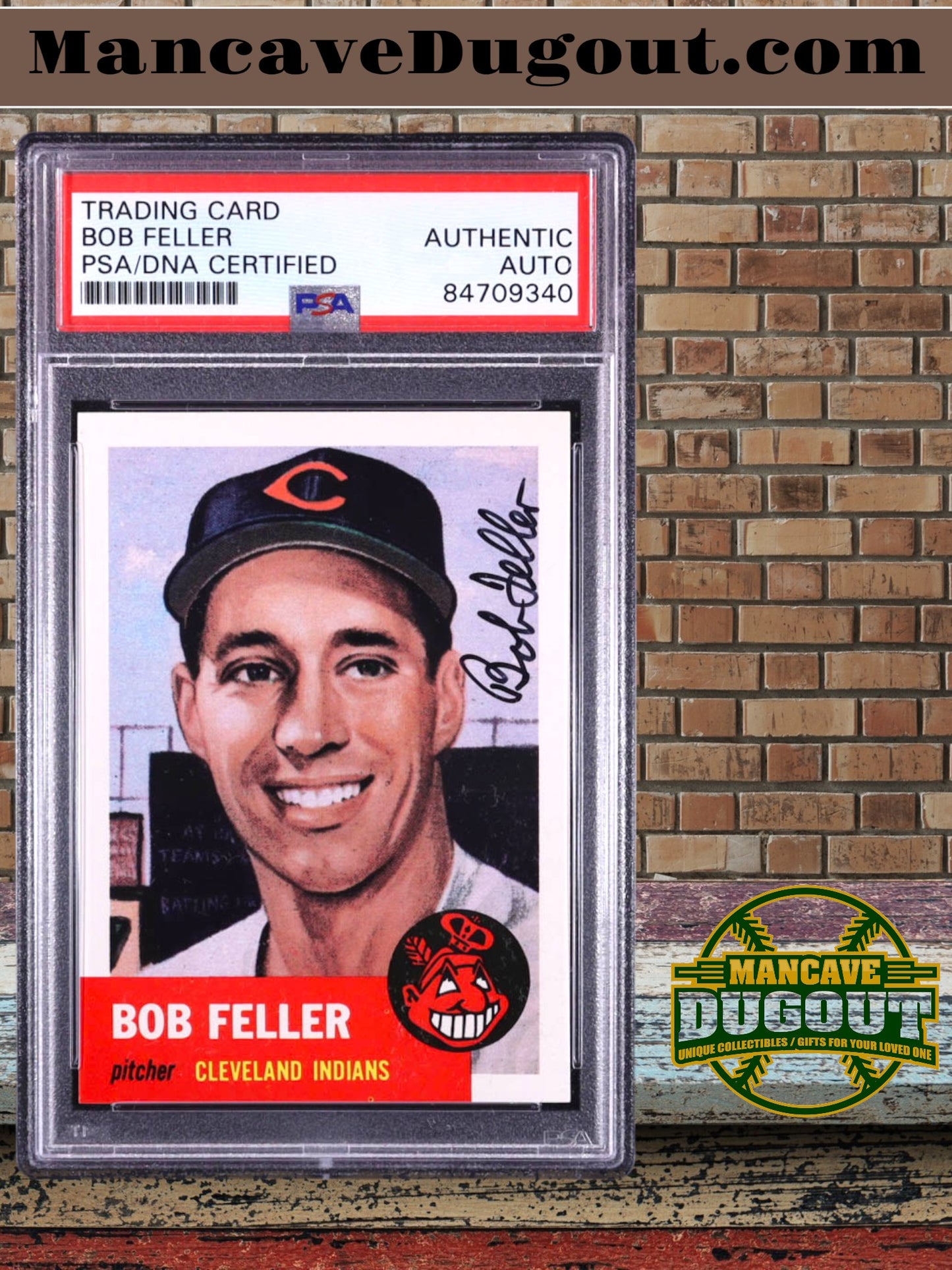 Bob Feller Signed 1991 Topps Archives '53 #54 (PSA)