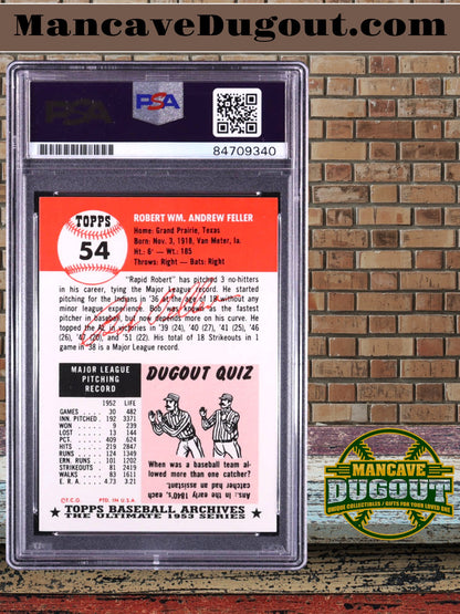 Bob Feller Signed 1991 Topps Archives '53 #54 (PSA)