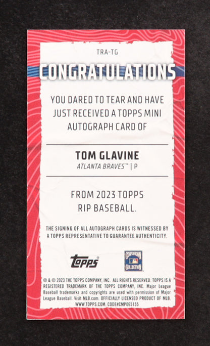 Tom Glavine 2023 Topps Rip Autographs Orange #TRATG #18 of 25