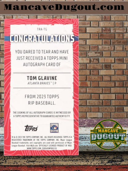Tom Glavine 2023 Topps Rip Autographs Orange #TRATG #18 of 25