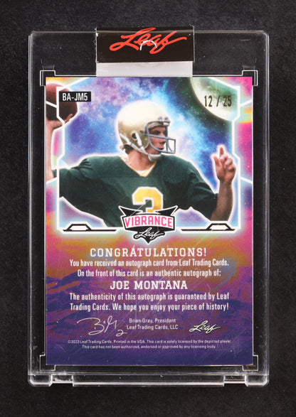 Joe Montana 2022 Leaf Vibrance Autographs Rainbow Green #BAJM5 #12/25