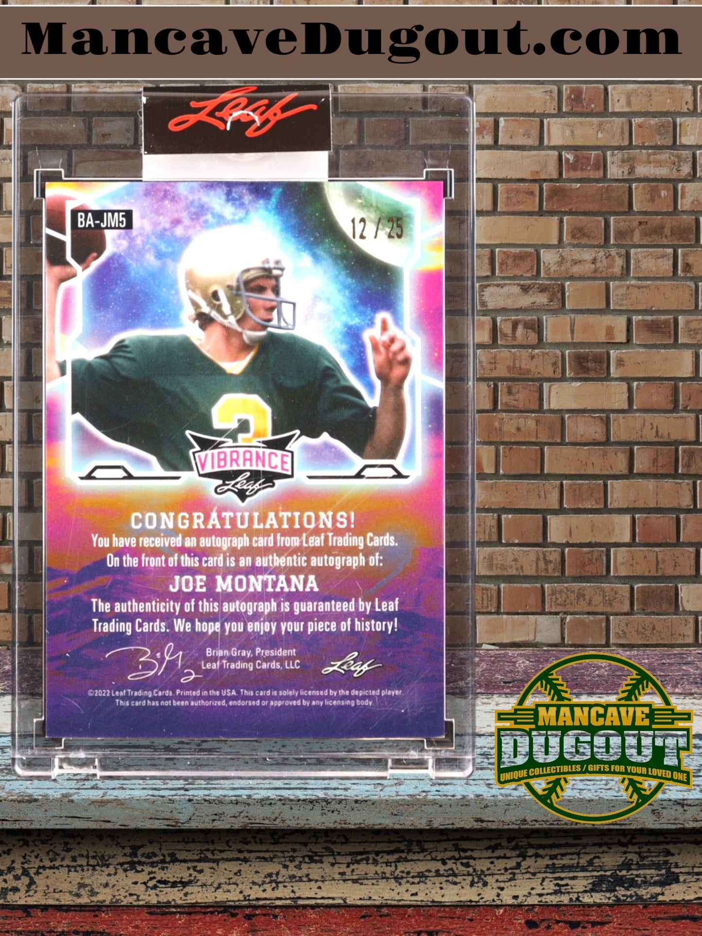 Joe Montana 2022 Leaf Vibrance Autographs Rainbow Green #BAJM5 #12/25