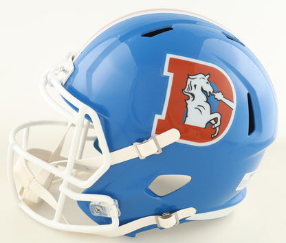 Troy Franklin Signed Broncos Full-Size Throwback Alternate Speed Helmet (Beckett)