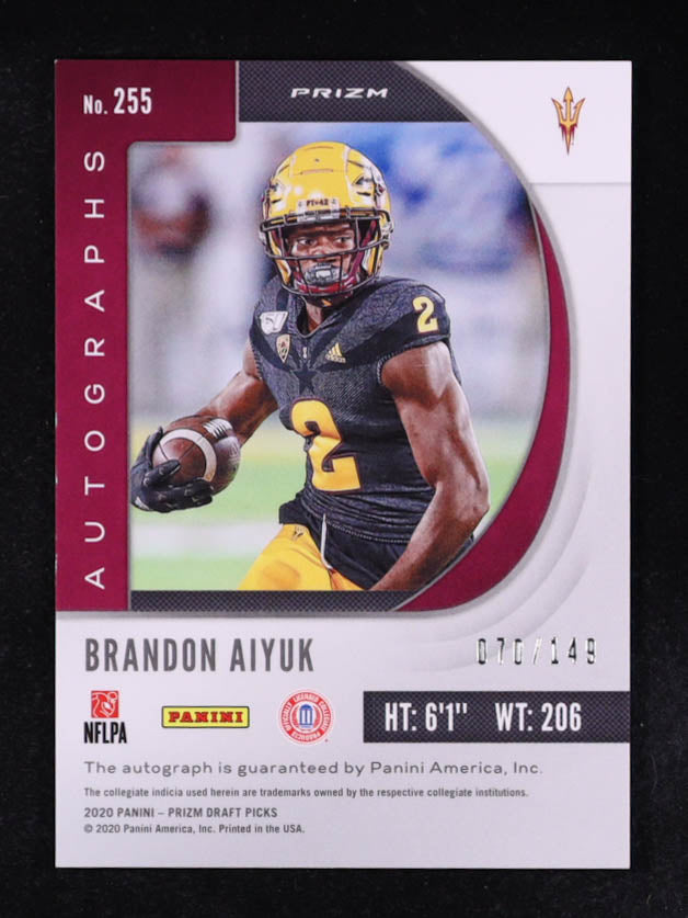 Brandon Aiyuk 2020 Panini Prizm Draft Picks Autograph Prizms Neon Orange #255 #070/149 RC