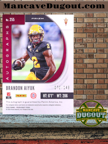 Brandon Aiyuk 2020 Panini Prizm Draft Picks Autograph Prizms Neon Orange #255 #070/149 RC