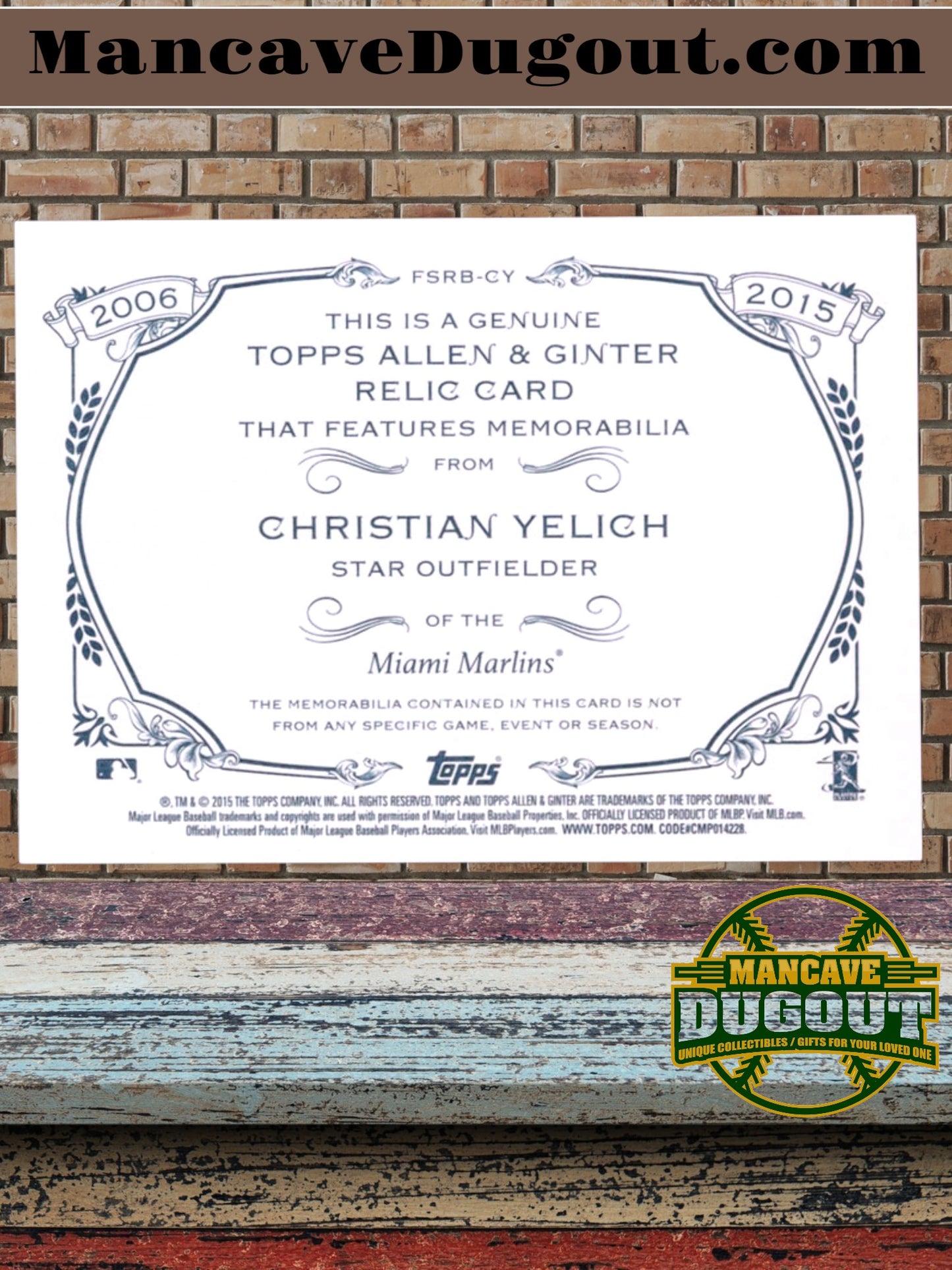 Christian Yelich 2015 Topps Allen and Ginter Relics #FSRBCY B