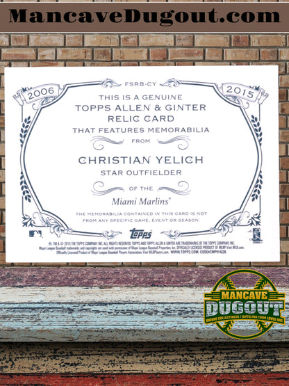 Christian Yelich 2015 Topps Allen and Ginter Relics #FSRBCY B