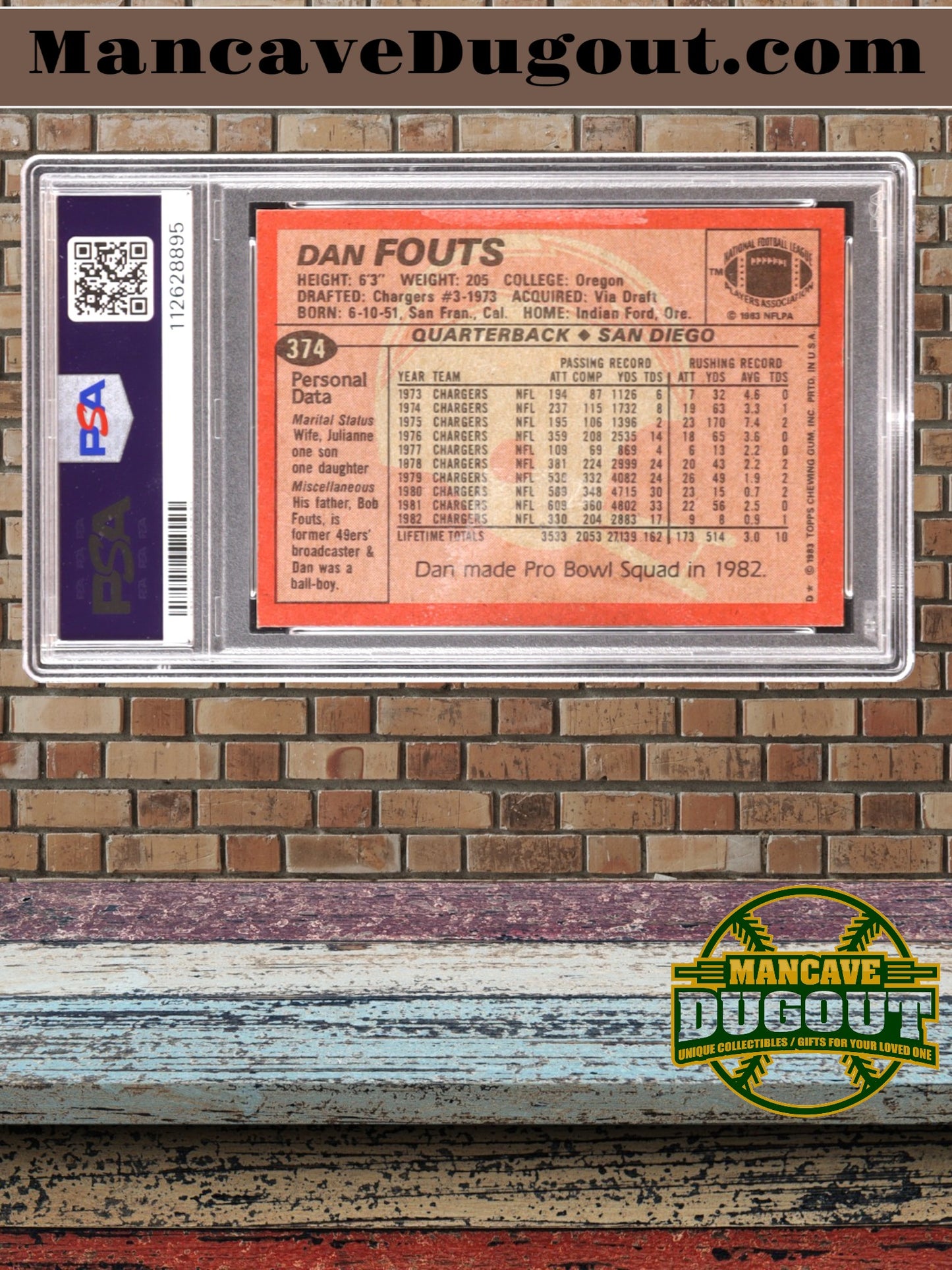 Dan Fouts 1983 Topps #374 DP PB (PSA 9)