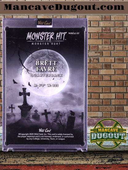 Brett Favre 2025 Wild Card Monster Hit Monster Hunt Oversized Dracula Rainbow Foil #MHONESA3-BF #1/1