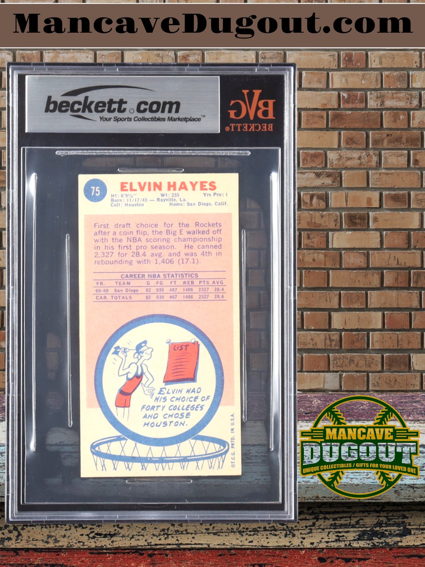 Elvin Hayes 1969–70 Topps #75 Rookie Card – BVG 4.5 – Hall of Fame RC