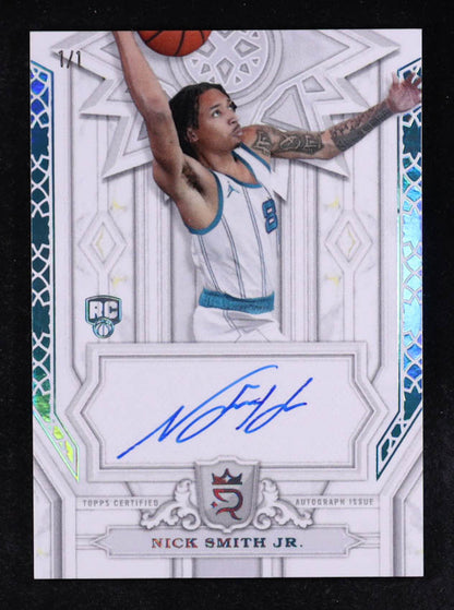Nick Smith Jr. 2023-24 Topps Royalty Pursuit of Greatness Signatures Platinum #POGNS RC #1/1