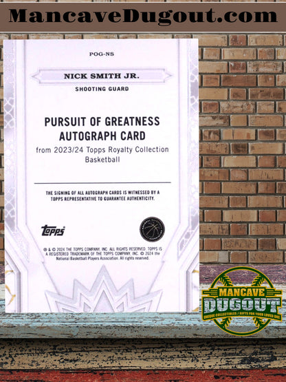 Nick Smith Jr. 2023-24 Topps Royalty Pursuit of Greatness Signatures Platinum #POGNS RC #1/1