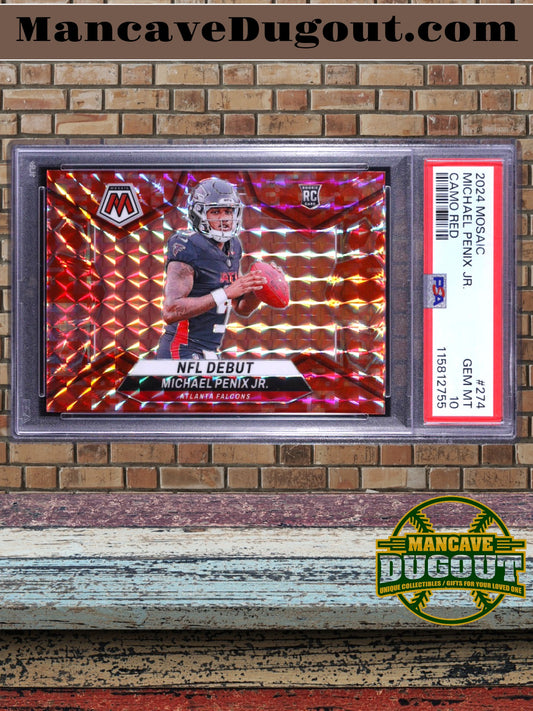 Michael Penix Jr. 2024 Panini Mosaic Mosaic Camo Red #274 DEB RC (PSA 10) - Rookie Card
