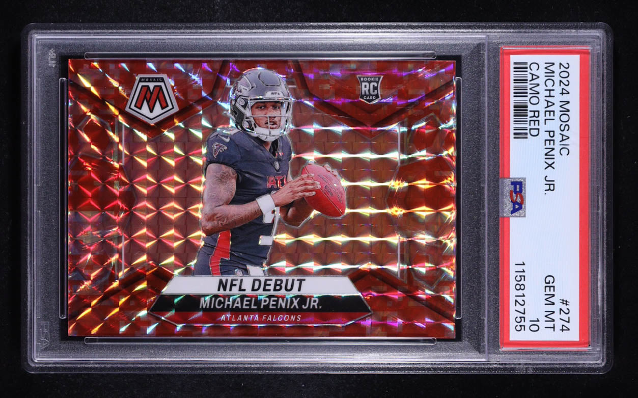 Michael Penix Jr. 2024 Panini Mosaic Mosaic Camo Red #274 DEB RC (PSA 10) - Rookie Card
