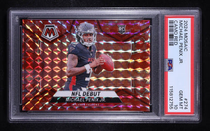 Michael Penix Jr. 2024 Panini Mosaic Mosaic Camo Red #274 DEB RC (PSA 10) - Rookie Card