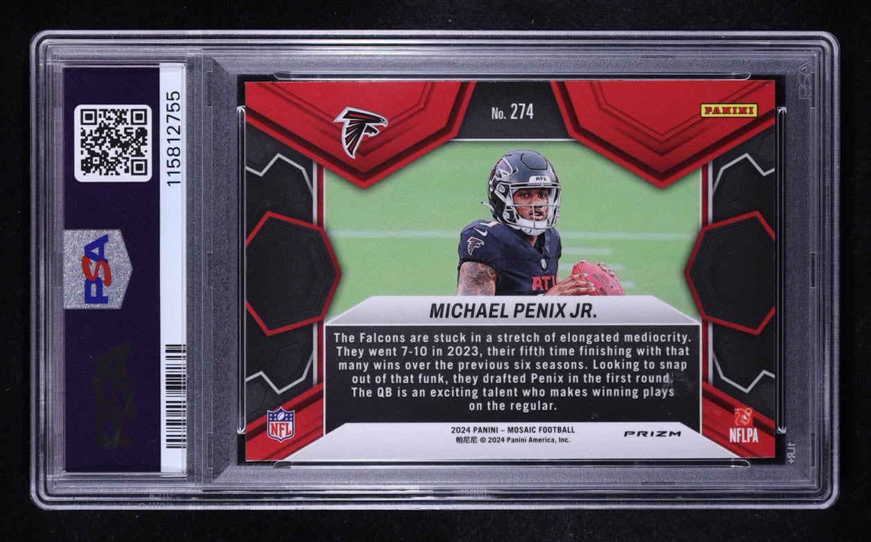 Michael Penix Jr. 2024 Panini Mosaic Mosaic Camo Red #274 DEB RC (PSA 10) - Rookie Card