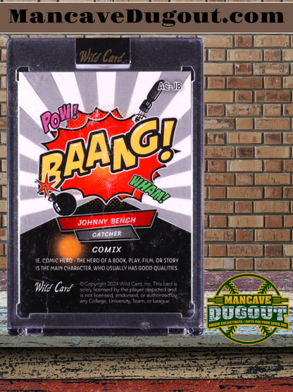 Johnny Bench 2024 Wild Card Alumination Comix BAANG! Red White Blue #AC-JB #2/3