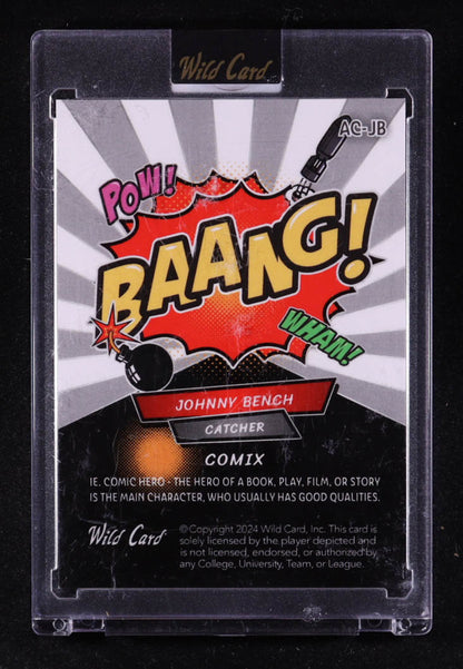Johnny Bench 2024 Wild Card Alumination Comix BAANG! Red White Blue #AC-JB #2/3