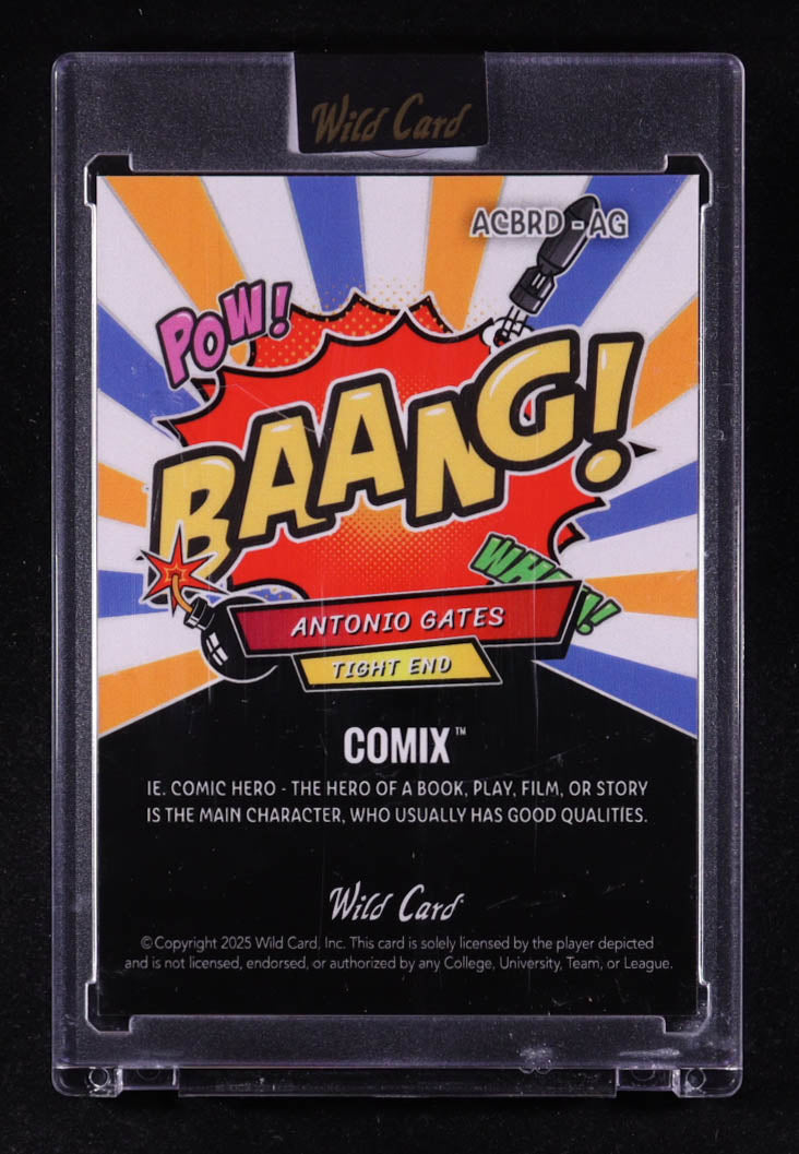 Antonio Gates 2025 Wild Card Comix BAANG! Silver Lazer #ACBRD-AG #5/5