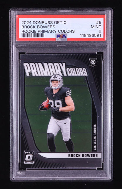 Brock Bowers 2024 Donruss Optic Rookie Primary Colors #8 RC (PSA 9) - Rookie Card