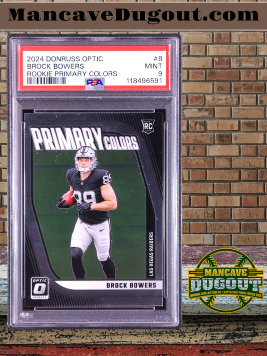 Brock Bowers 2024 Donruss Optic Rookie Primary Colors #8 RC (PSA 9) - Rookie Card