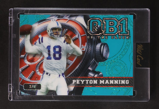 Peyton Manning 2024 Wild Card QB1 On The Clock Teal Red Cross Hatch Foil #OCW-TL-PM2 #7/8