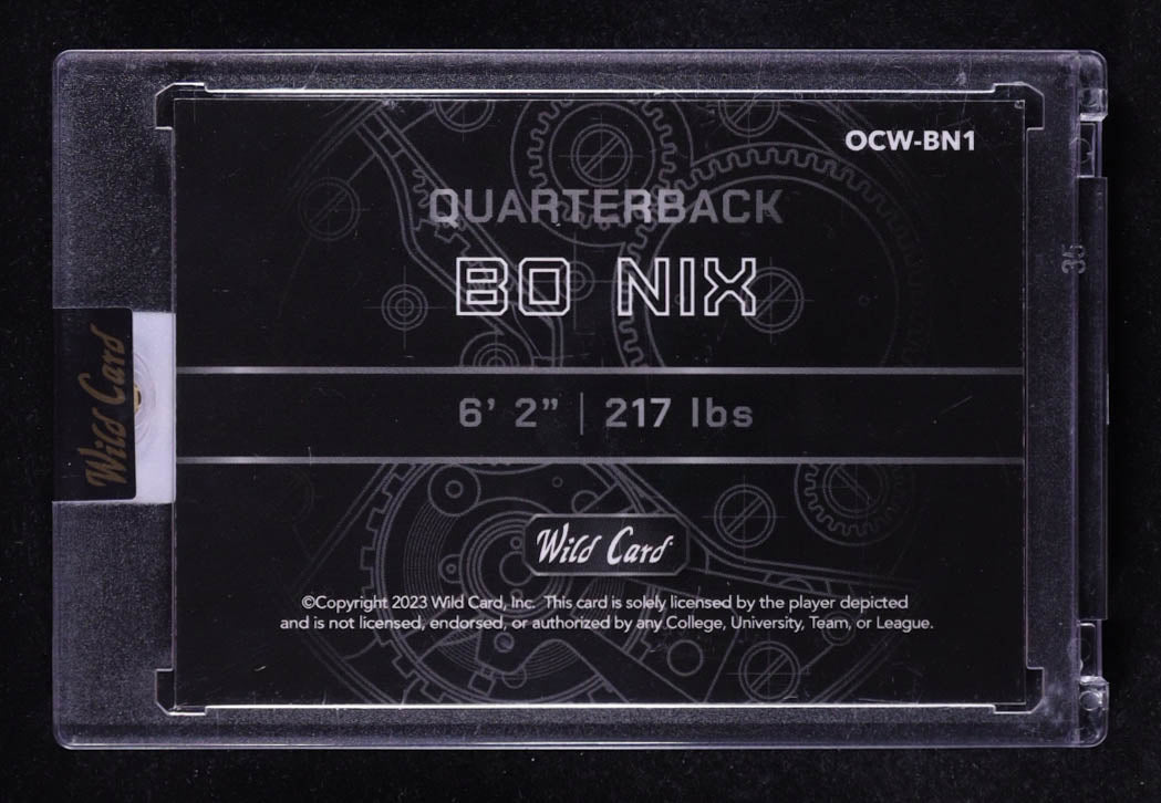 Bo Nix 2023 Wild Card QB1 On The Clock Platinum Orange Rainbow Foil #OCW-BN1 #06/50 RC