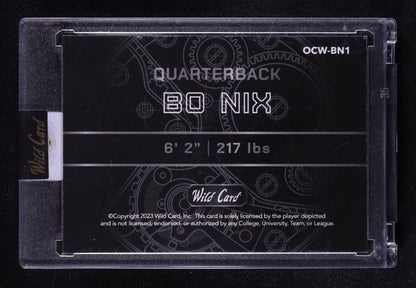 Bo Nix 2023 Wild Card QB1 On The Clock Platinum Orange Rainbow Foil #OCW-BN1 #06/50 RC