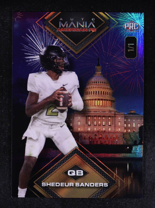 Shedeur Sanders 2024 Wild Card Auto Mania American FB US Capitol Fireworks Rainbow Foil #AMAD-SS #1/1 RC
