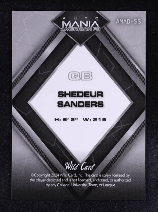 Shedeur Sanders 2024 Wild Card Auto Mania American FB US Capitol Fireworks Rainbow Foil #AMAD-SS #1/1 RC