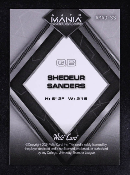 Shedeur Sanders 2024 Wild Card Auto Mania American FB US Capitol Fireworks Rainbow Foil #AMAD-SS #1/1 RC