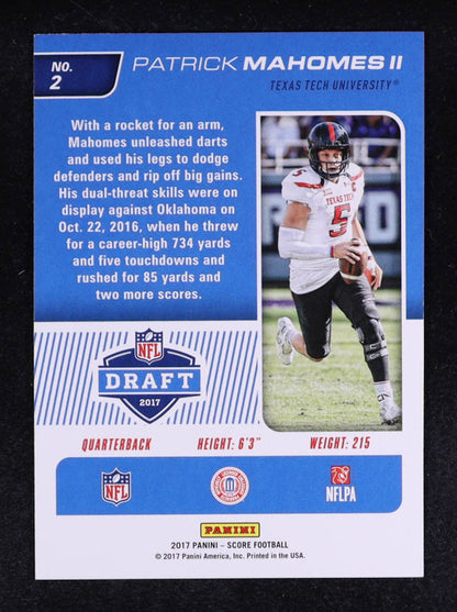 Patrick Mahomes II 2017 Score NFL Draft #2 RC