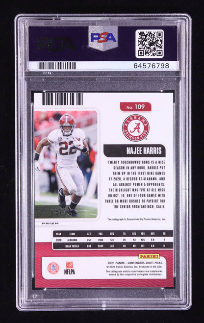 Najee Harris 2021 Panini Contenders Draft Picks Premium Edition Gold #109 Autograph #03/10 RC (PSA 10 | Auto 9)