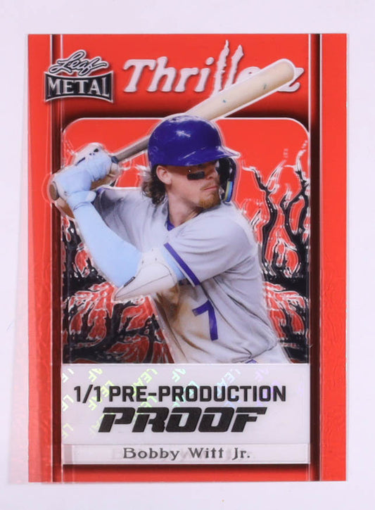 Bobby Witt Jr. 2023 Leaf Metal Thrillerz Clear Red Pre-Production Proof #NNO #1/1