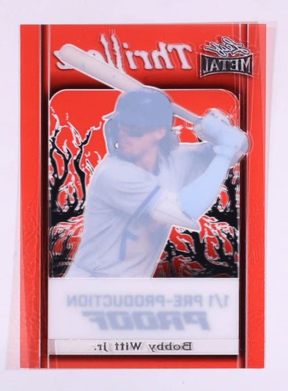 Bobby Witt Jr. 2023 Leaf Metal Thrillerz Clear Red Pre-Production Proof #NNO #1/1
