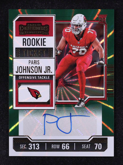 Paris Johnson Jr. 2023 Panini Contenders Opening Kickoff Ticket #151 - Autograph Rookie Card (AU RC)