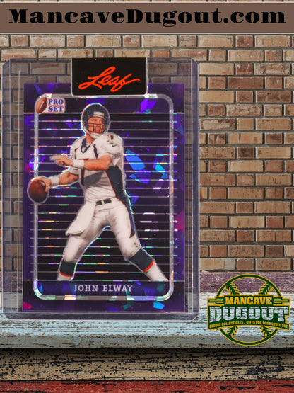 John Elway – Leaf Pro Set - Crystal Purple Pre Production Proof – #NNO - One of One (1/1) — Still Leaf Sealed